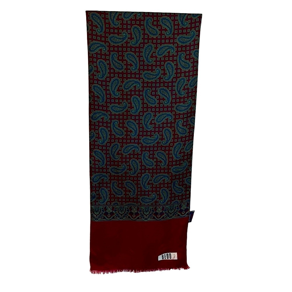 V. Fraas Hand Made Men’s Italy Silk Wool Bi-Material Scarf Paisley